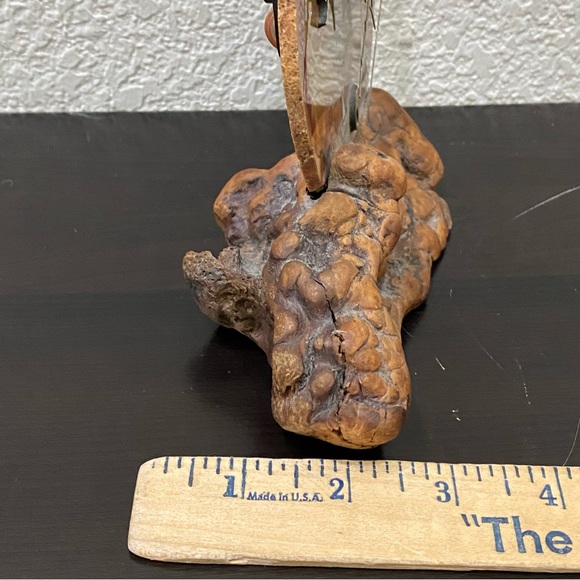 Vintage Agate Stone Decorative Agate Clock on Wood Base - Picture 6 of 14